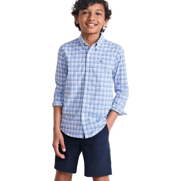 vineyard vine 빈야드 바이즈 소년들 콜우드 체크 깃털 가벼운 성능 셔츠 162827