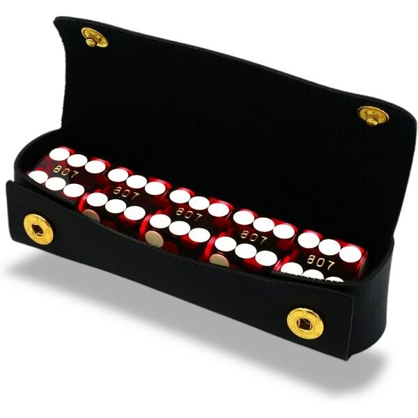 럭 랩 등급 AAA 19mm 카지노 주사위 면도날 가장자리와 일치하는 일련 번호 5개 세트 및 가죽