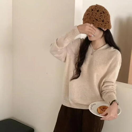 [해외] 원픽 여성 미리준비 가을 니트 허니베어 스웨터 후드 탑 OOTD3