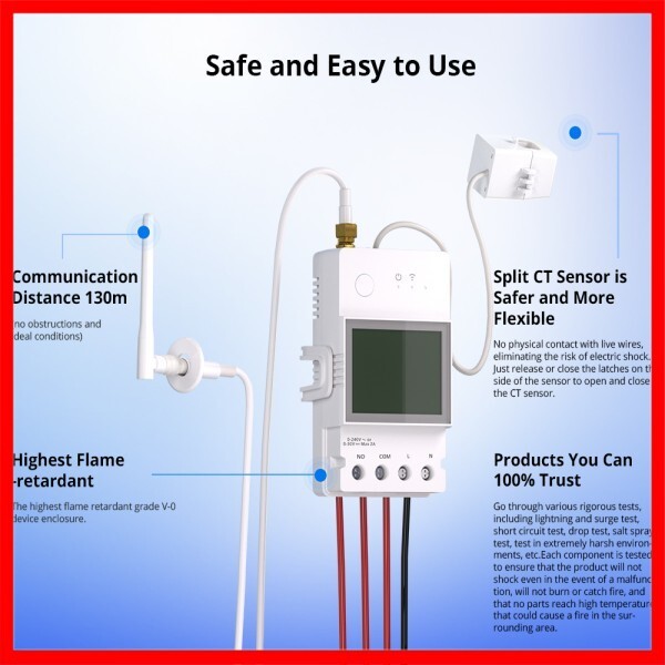 [해외] SONOFF POWCT POW 링 스마트 파워 미터 비접촉 변류기 에너지 모니터 eWeLink APP 데이터 홀드 via Alexa G