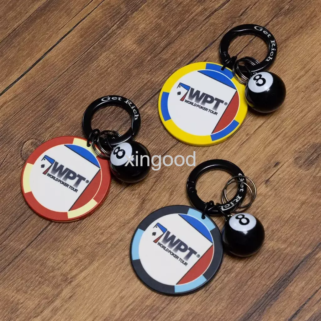 [해외] WPT 월드 포커 투어 키링 카지노 홀덤 칩 에잇볼 행운 굿즈 차키 가방 열쇠고리