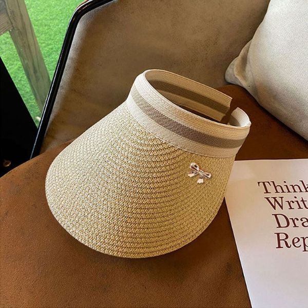 하프클럽/에이치플러스몰 골드리본 라탄썬캡 여성썬캡모자 바닷