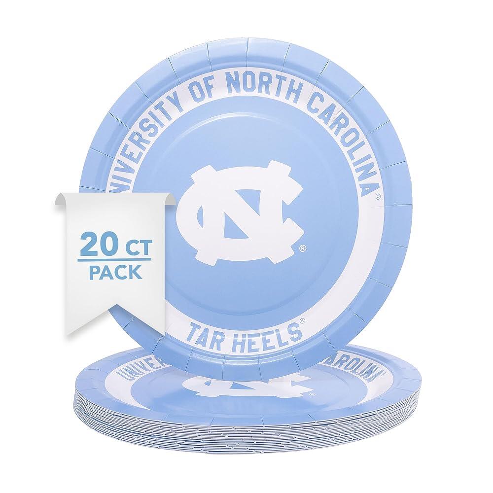 [해외] Desert Cactus University of North Carolina 종이 접시 UNC 타르 힐 20개 22.9cm(9인치) 원형 테일게이트
