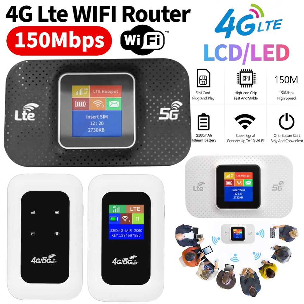 [해외] 유선공유기 4G LTE 무선 슬롯 라우터 포켓 핫스팟 모바일 차량용 미니 카드 와이파이 야외 휴대용 SIM