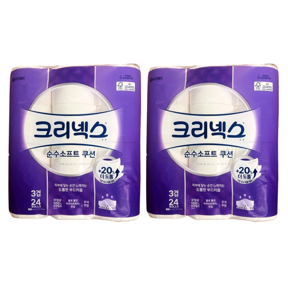 크리넥스 크리넥스 순수소프트 쿠션 3겹 휴지 33m 24롤 x 2팩