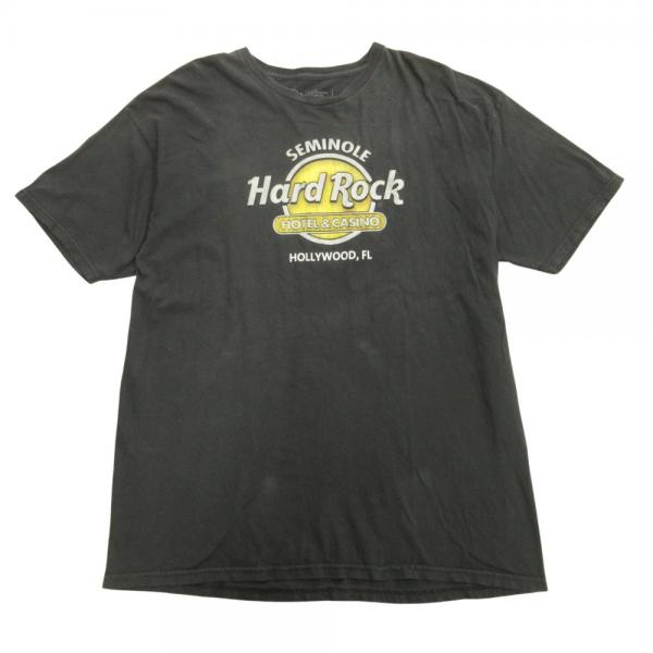 [중고,해외] 16649818 (중고) 하드 록 카페 호텔  카지노 할리우드 티셔츠 컷소우 XL 그레이