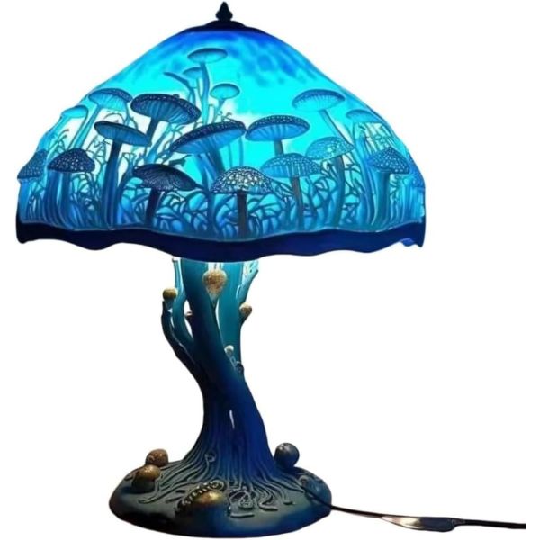 [해외] 2025 새로운 빈티지 수지 버섯 스텐드 글라스 플랜트 시리즈 테이블 램프 나이트 라이트 침실/거실/홈오피