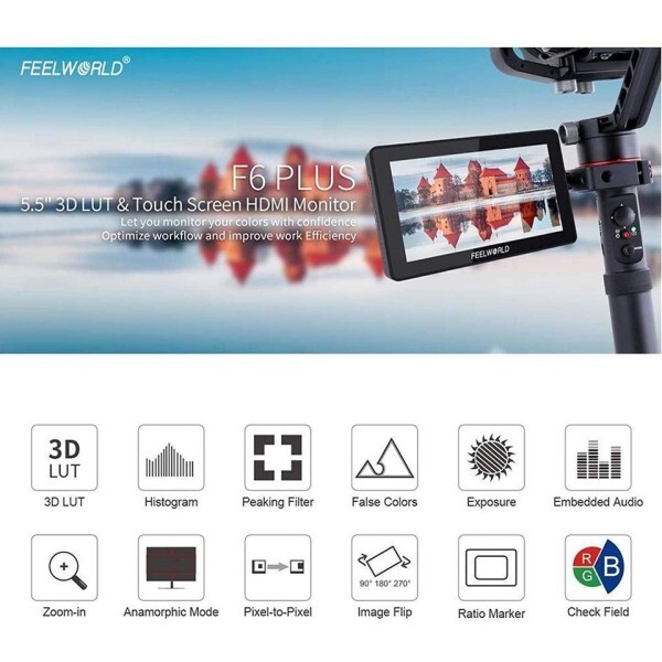 [해외] 필월드 F6 플러스 V2 6인치 온카메라 DSLR 모니터 터치스크린  HDR 3D LUT IPS FHD 1920x1080 비디오 포커