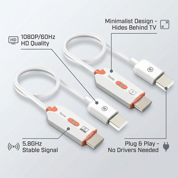 [해외] 타이퀴닉스 무선 HDMI 5.8G 1080P 98FT 송수신기 키트 - PC  노트북  TV  프로젝터용 스틱 어댑터