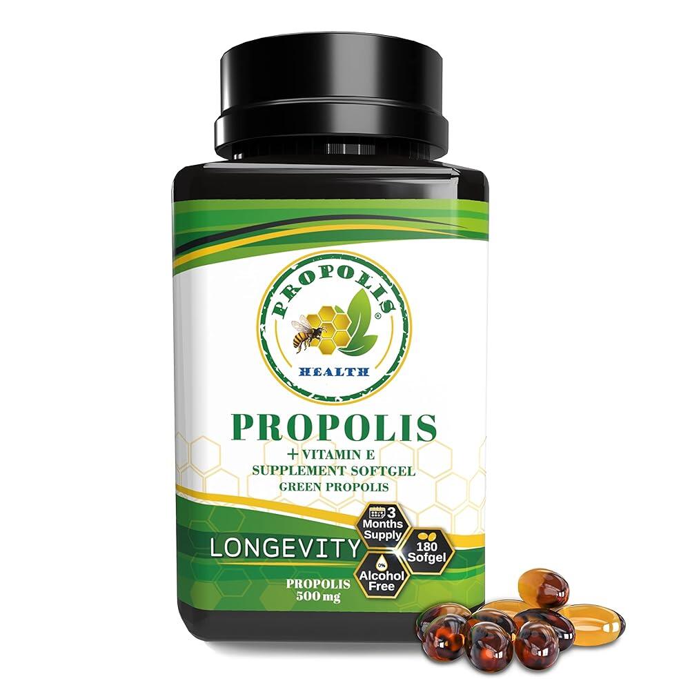 [해외] Propolis Health 프로폴리스 캡슐 일일 1000mg - 복용량당 비타민 E 함유 브라질 그린 추출물 부스터 50일