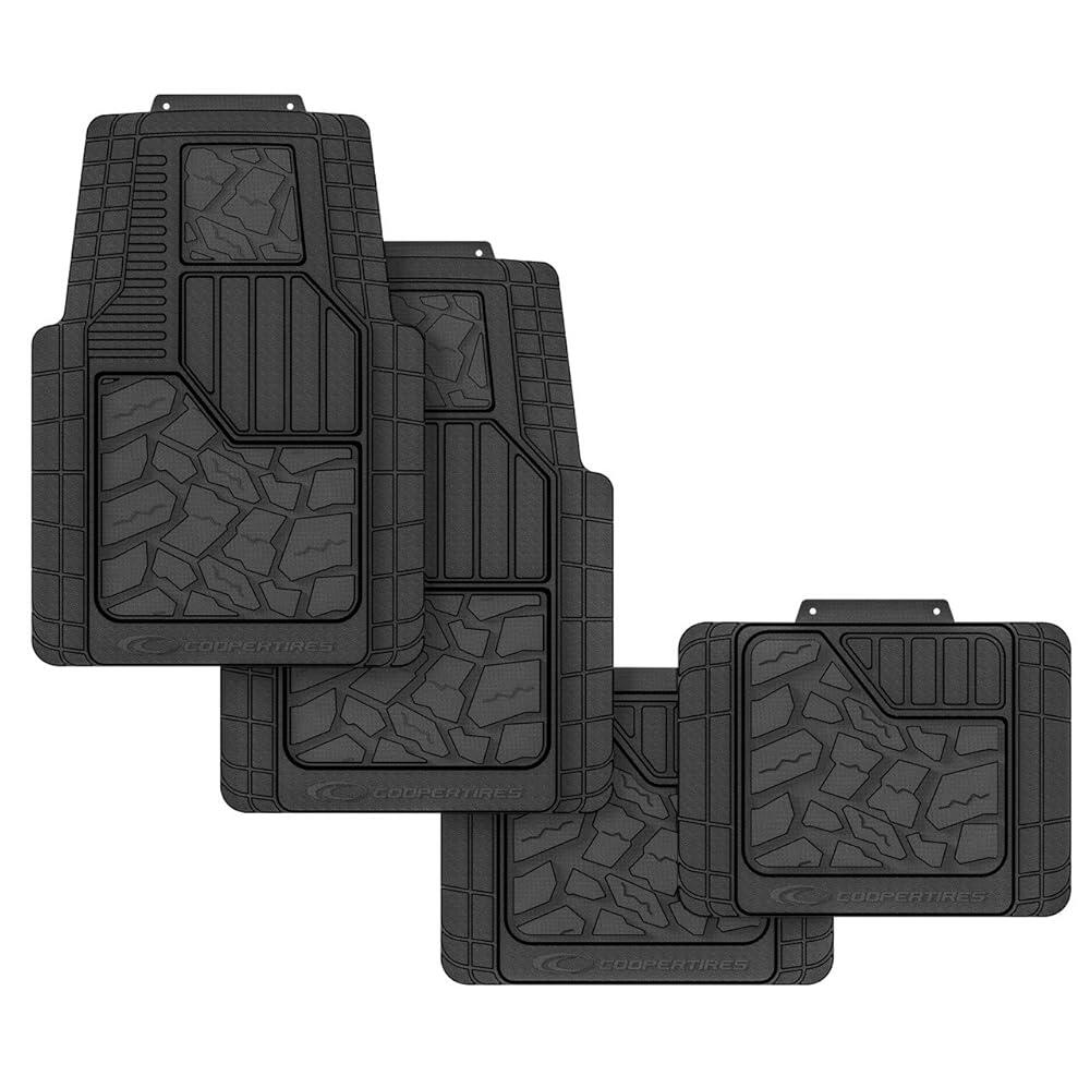 Cooper Tires Discoverer STT Pro All Weather Rubber Floor Mat 4-Piece Tire Tread Design Trim-to-Fi