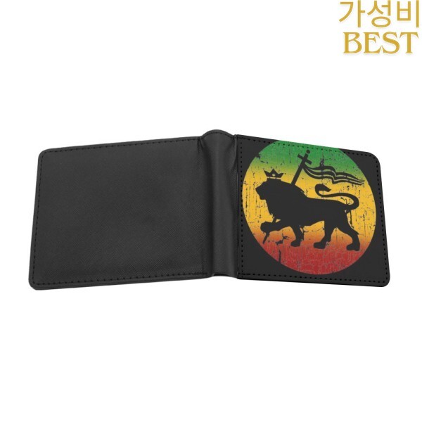 [오늘출발] [해외] Lion Of Judah Rasta 남성용 레게 음악 디자인 지갑 PU 가죽 돈 신용 카드 라이오네스 와일드 로얄 킹 선물