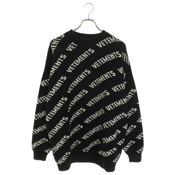 17058762 (중고) 베트몬 VETEMENTS 사이즈 : S UA53KN300B 올 오버 로고 니트 (블랙
