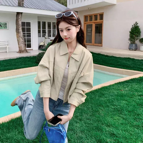 다빈 엘럽 여성용 야구 점퍼 캐주얼 숏 코트 봄 칼라 집업 상의 박템1