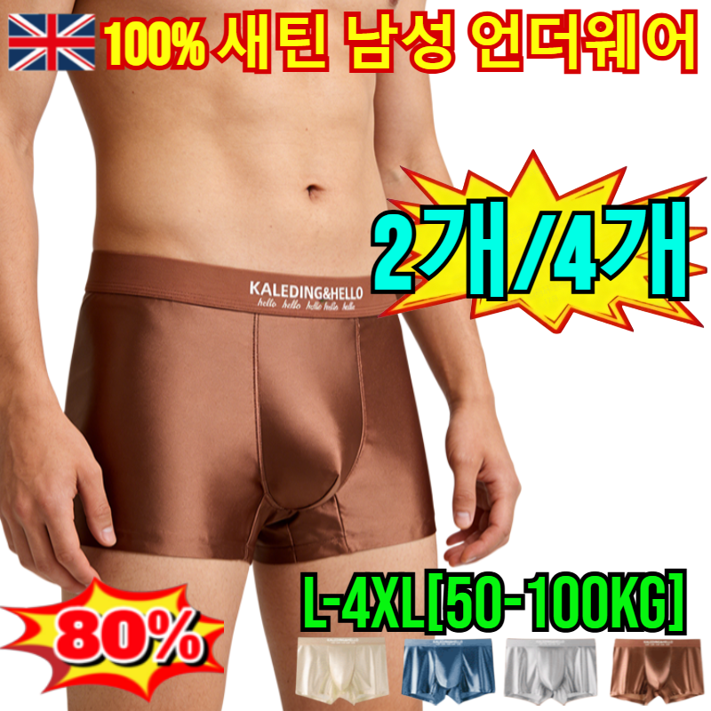 [해외] 2개입/4개입 100% 새틴 남성 언더웨어 남성 마사지 자석 치료 팬티 남성용 기능성팬티 조루예방/피로 감소