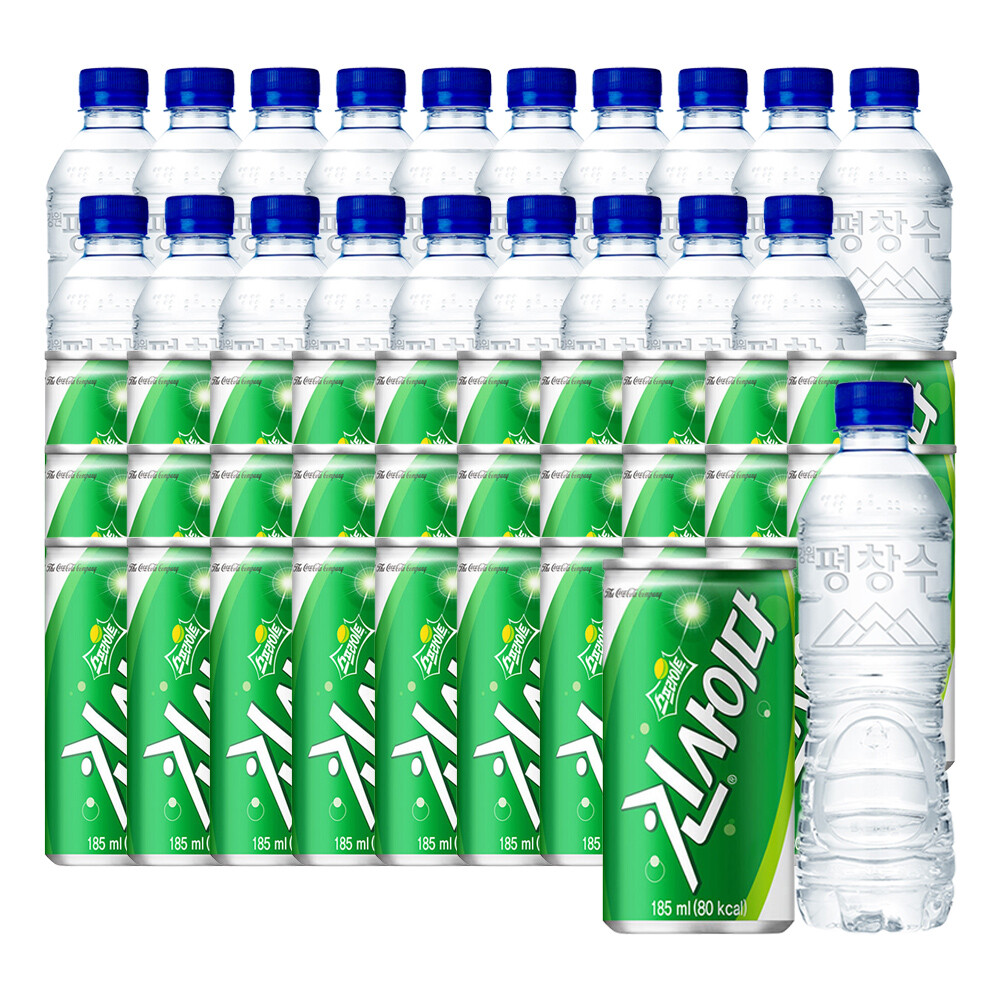 [오늘출발] 해태음료 강원 평창수 무라벨 500ml 20페트 + 스프라이트 킨사이다 185ml 30캔