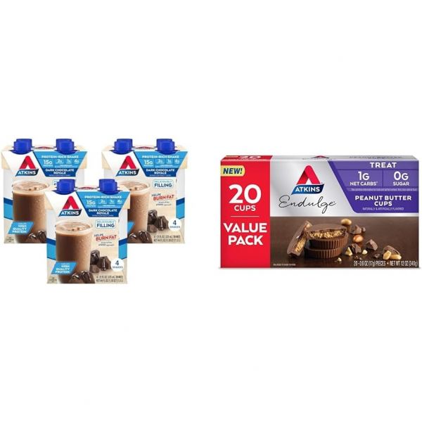 [해외] Atkins Dark Chocolate Royale Protein Shake 15g Protein Low Glycemic 2g Net Carb 1g Sugar Keto F