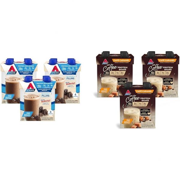 [해외] Atkins Dark Chocolate Royale Protein Shake 15g Protein Low Glycemic 2g Net Carb 1g Sugar  afe