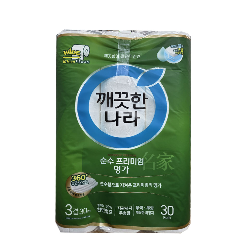 [오늘출발] 깨끗한나라 순수 프리미엄 명가 107MM 30롤 1팩  화장지 휴지