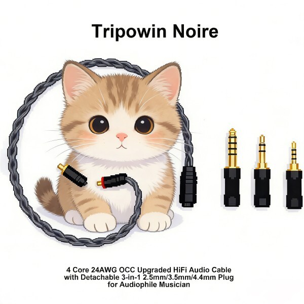 [오늘출발] Tripowin Noire-4 코어 24AWG OCC 케이블 강력 추천 신규 회원용  3-in-1 케이블교체 가능한 3.5mm/2.5mm/4