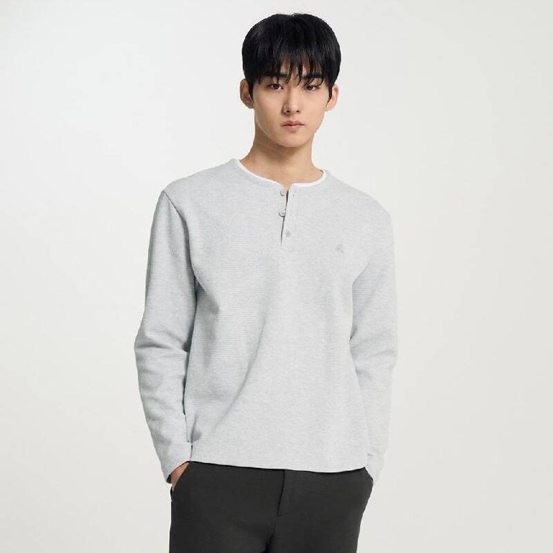 매장정품 BEANPOLE 빈폴 SS26헨리넥 긴소매 티셔츠 - 라이트 그레이 :BC6241C562 BC6241C56_2_LL 1412208