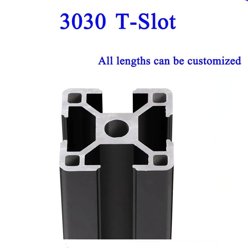 [해외] 1PC 검정색 3030 T슬롯 표준 한국 양극 처리 된 알루미늄 프로파일 압출 CNC 3D