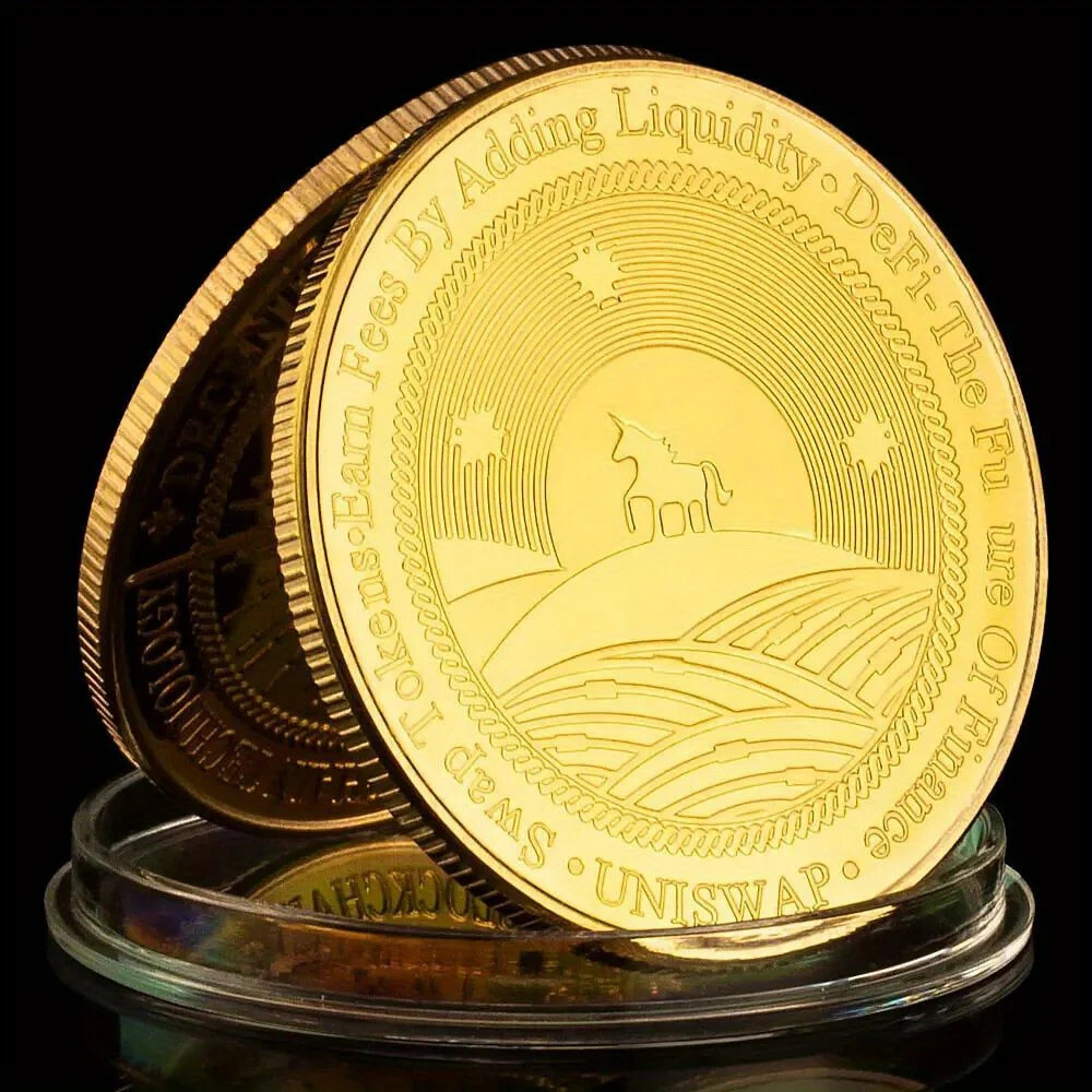 기념 주화 코인 UNISWAP Cryptocurrency 실제 황금 도금 기념품 선물 크리 에이 티브 암호화 동전