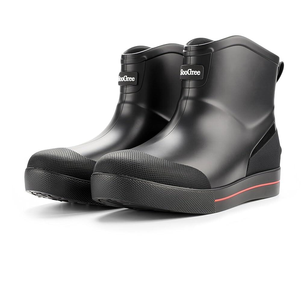 [해외] SooGree Unisex Short Rain Boots Men Women Deck Rain Boots Fishing Boots Waterproof Anti-Slip Ankle