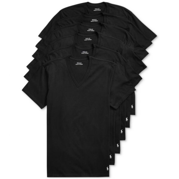[해외] Polo Ralph Lauren 폴로 랄프 로렌 남성용 클래식핏 브이넥 언더셔츠 5개입 + 1개 무료 보너스 팩 217306