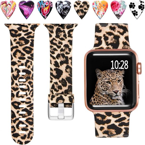 [해외] [호환] 라파브 호환 Apple Watch 밴드 42mm 41mm 40mm 38mm 여성용 부드러운 실리콘 유행 없는 패턴 프린트 손목 i