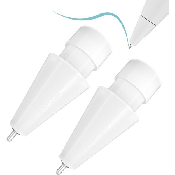 [해외] REEYEAR 애플펜슬 교체용 팁 2세대 1세대 USB-C 버전 0.78mm 적합 흰색 2 Pcs 2 Pcs White