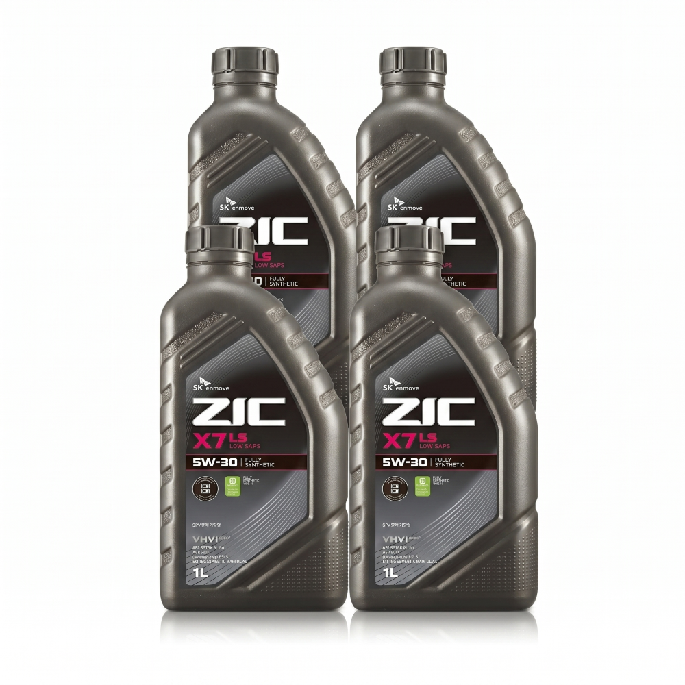 [SK루브리컨츠][오늘출발] ZIC SK엔무브 ZIC 지크 X7 LS 5W30 합성 엔진오일 C2C3 4리터 1리터 4개