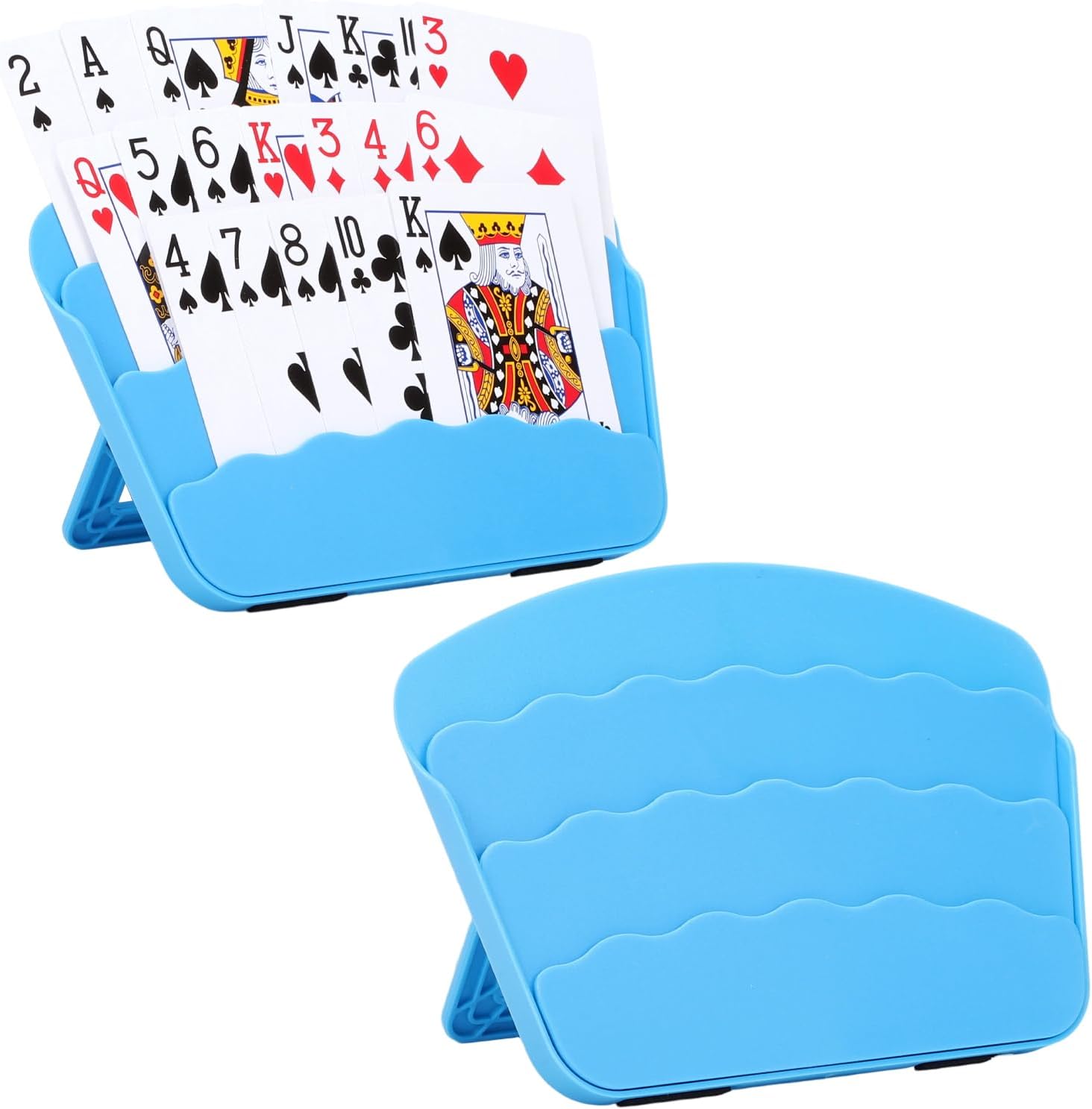 [오늘출발] 작은 손이나 손을 위한 2팩 카드 홀더 UNO 게임의 밤을 3겹 디자인 Poker Canasta