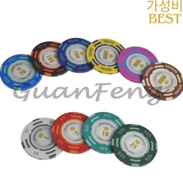 [오늘출발] [해외] 세라믹 1000개 현금 게임 아크릴 박스 포커 칩 세트