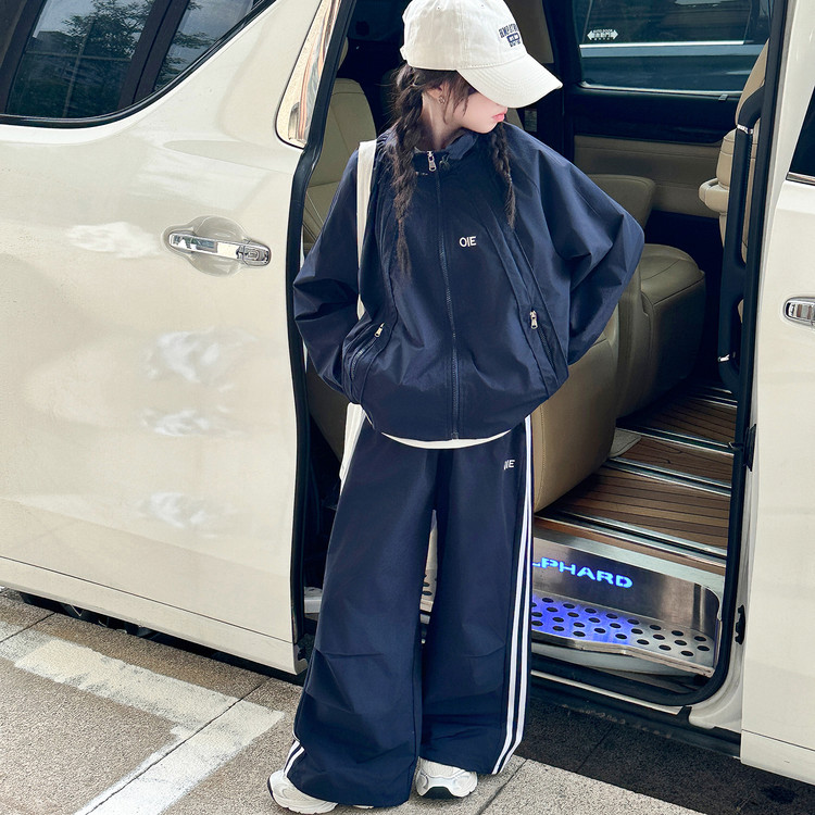 [해외] 비비키드 주니어 상의 초등생 하의 세트 여아 봄 가을 세트 초중생 OIE 레터링 집업 바람막이 긴팔 긴바지