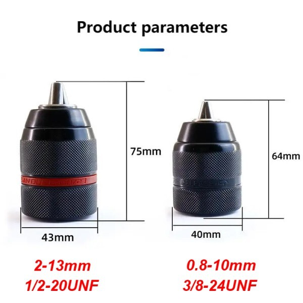 [해외] 0.8-10/2-13mm 래칫 키리스 드릴 척 헤비  1/2-20 3/8-24 UNF 육각 섕크/SDS PLUS/소켓 스퀘어 어댑터 하드