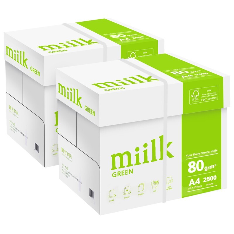 밀크 그린 친환경 A4 복사용지A4용지 80g 2BOX5000매