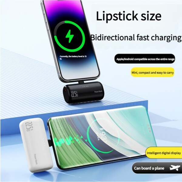 [오늘출발] [해외] MW 5000mAh 미니 보조베터리 고속 충전-USB Type-C 3+ 4.5H 및 라이트닝 링크