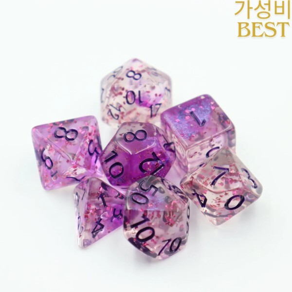 [오늘출발] [해외] 더블 컬러 플래시 스타 스카이 디자인 주사위 플라스틱 보드 게임 액세서리 세트당 7 개