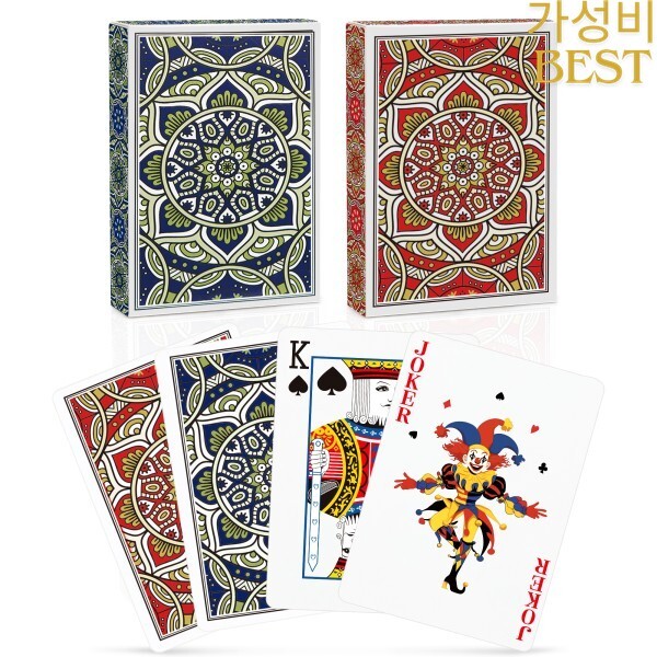 [오늘출발] [해외] 성인용 2팩 전문 표준 포커 카드 - 쉬운 셔플링 부드러운 덱 블랙잭 홀덤 게임용 박스형