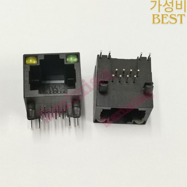 [오늘출발] [해외] LED PCB 마운트 네트워크 인터넷 모듈러 잭 커넥터 플라스틱 블랙 RJ45 100PCs/로트