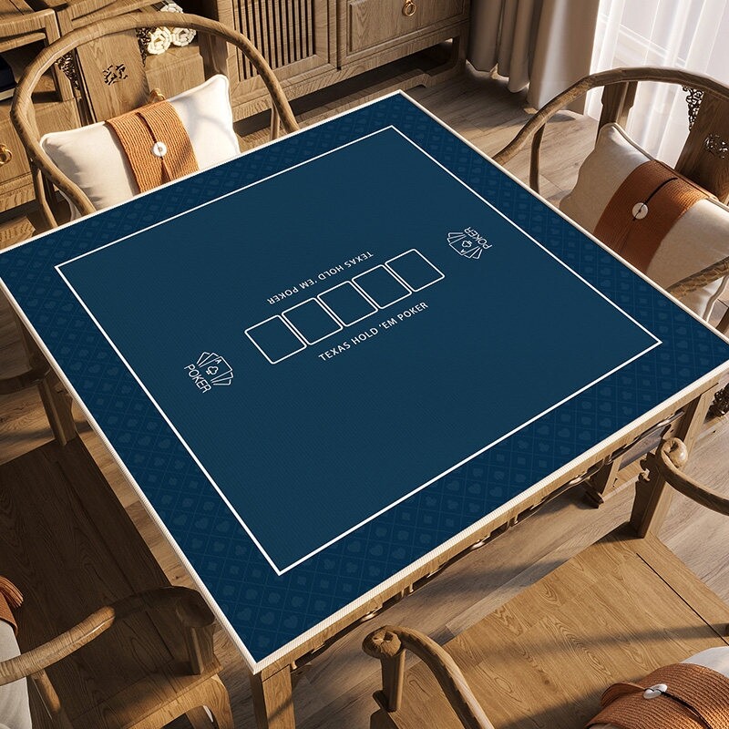 [해외] 포커 테이블보 포커패드 보드게임 사각형 매트  E 블루/80x80cm