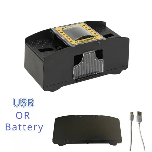 [해외] 자동 카드 셔플링 기계 2 4Deck USB 배터리로 작동되는 전기 포커 셔플러 홈
