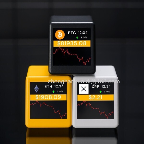 [해외] 1+1 BitCube 실시간 미니 코인시세표시기 비트코인 암호화폐 가격 모니터링기(APP불필요 WIFI연결)