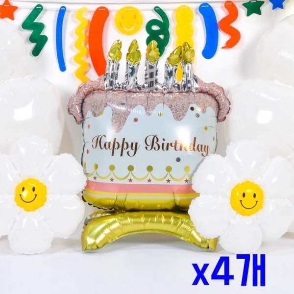 생일 러블리케익 장식 기념일 은박풍선 중형 파티 은알파벳