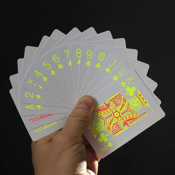 [오늘출발] 플라스틱 PVC 방수 포커 데크 형광 흰색 카드 세트 매직 노벨티 컬렉션 63x88mm