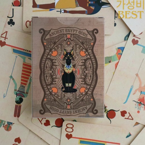[오늘출발] [해외] 고대 이집트 신 포커 카드 귀여운 고양이 54 개 놀이 덱 모든 빈티지 레트로 클래식 파티 장난감