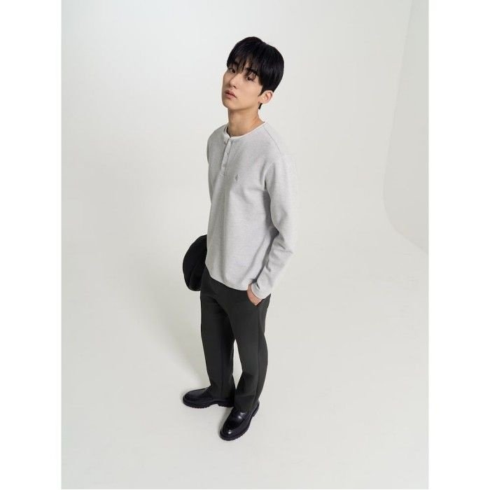 빈폴 멘 헨리넥 긴소매 티셔츠 라이트 그레이 BC6241C562