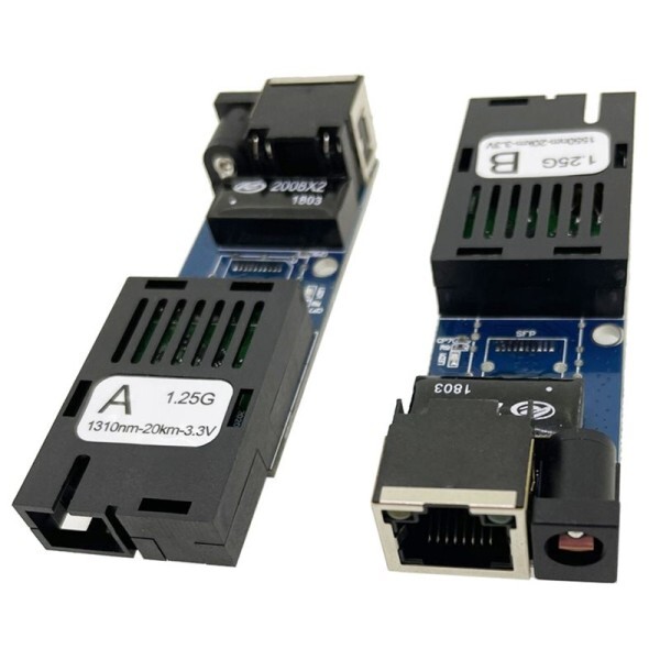 [해외] 광섬유 미디어 컨버터 1쌍 SC PCBA 1포트 SFP - 1 RJ45 기가비트 이더넷 (IP 카메라용) 미니 1000M