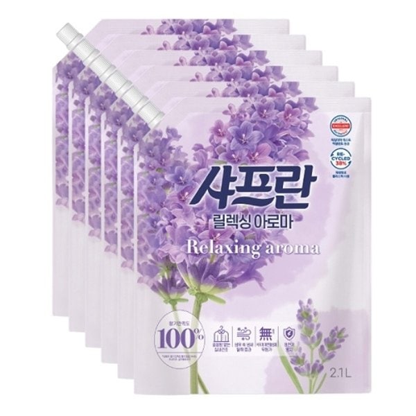 샤프란 섬유유연제 아로마 리필 2.1L x 6개 세제혁명